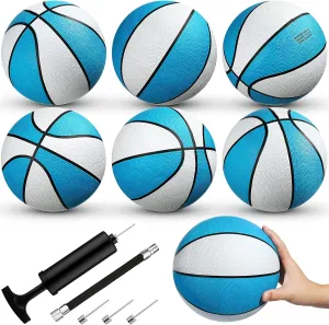 Honoson 6 Pack Water Pool Basketball Swimming Pool Rubber Waterproof Basketball for Summer Lake Party Favors(9.4 Inch,Light Blue)