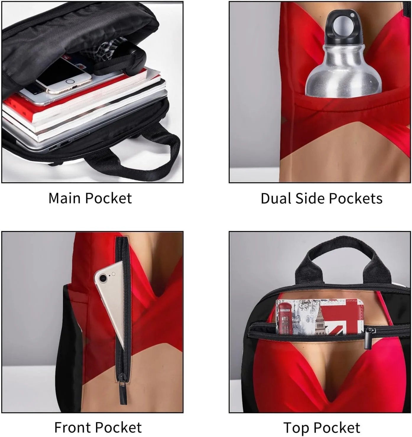 Hot 3D Boobs Red Bikini Body Casual Backpacks Large Capacity Laptop Backpack Sports Rucksack Travel Daypack Adjustable Shoulder Strap Work Bag for Outdoor Camping