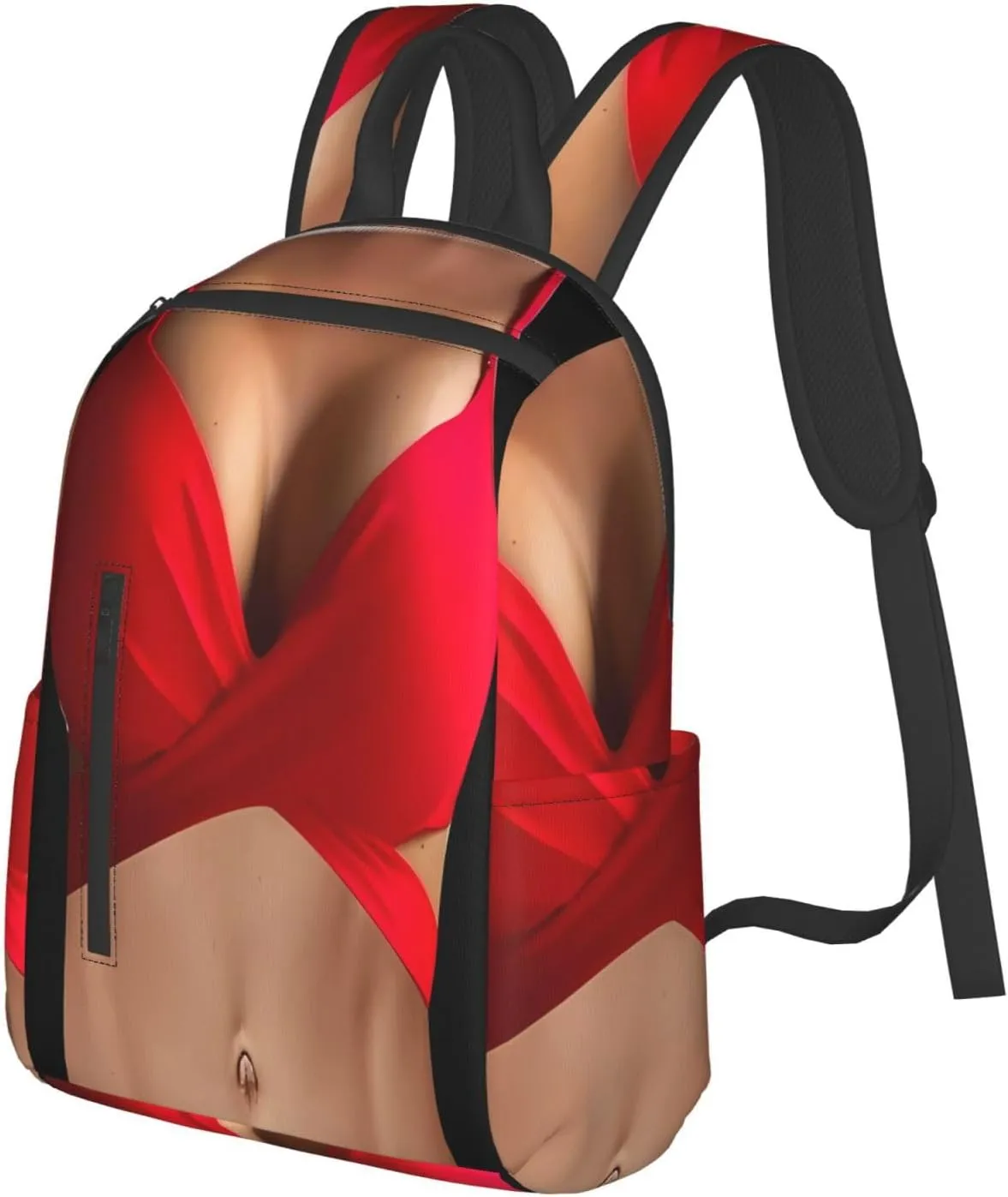 Hot 3D Boobs Red Bikini Body Casual Backpacks Large Capacity Laptop Backpack Sports Rucksack Travel Daypack Adjustable Shoulder Strap Work Bag for Outdoor Camping