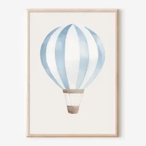 Hot Air Balloon Canvas Wall Art Blue Trendy Paintings Vintage Hot Air Balloon Picture Minimalist Travel Posters Blue Nursery Wall Prints Hot Air Balloon Artwork Blue Funky Wall Art 16x24inch No Frame