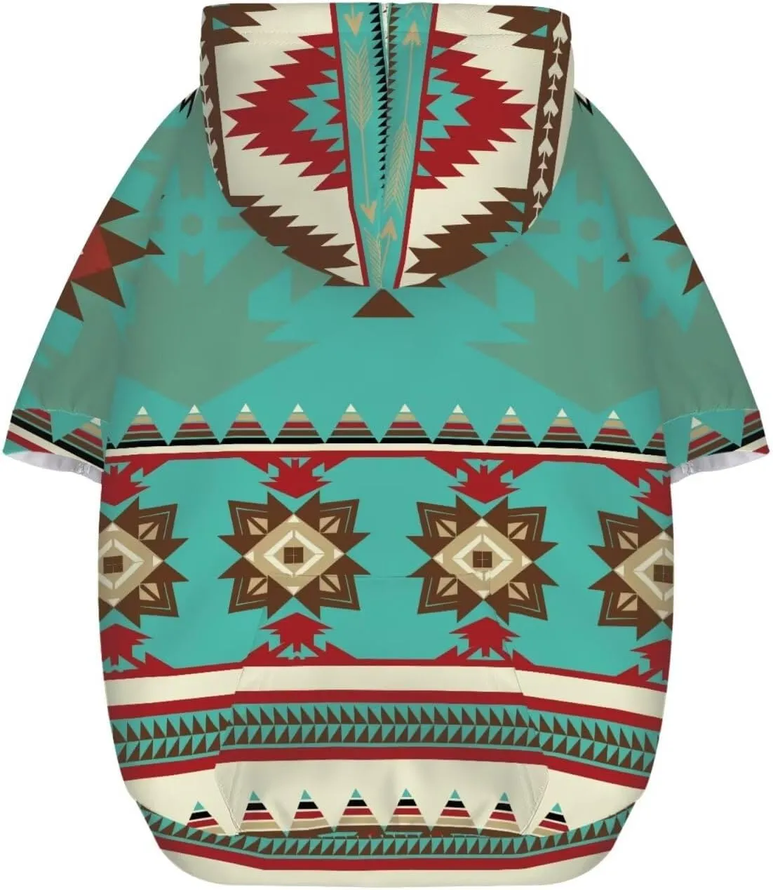 Howilath Ethnic Geometric Aztec Print Dog Hoodie Sweatshirt with Hat, Cold Weather Coat Pet Tracksuits Hoodie Costume - M
