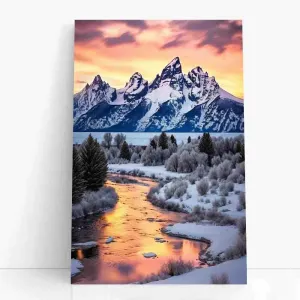 HTUKHBVGHT Mountain Range Sunrise Print, Landscape Photography, Nature Wall Art, Home, Grand Tetons Wall Art，wall art decoration,for living room, bedroom, office,16x24inch