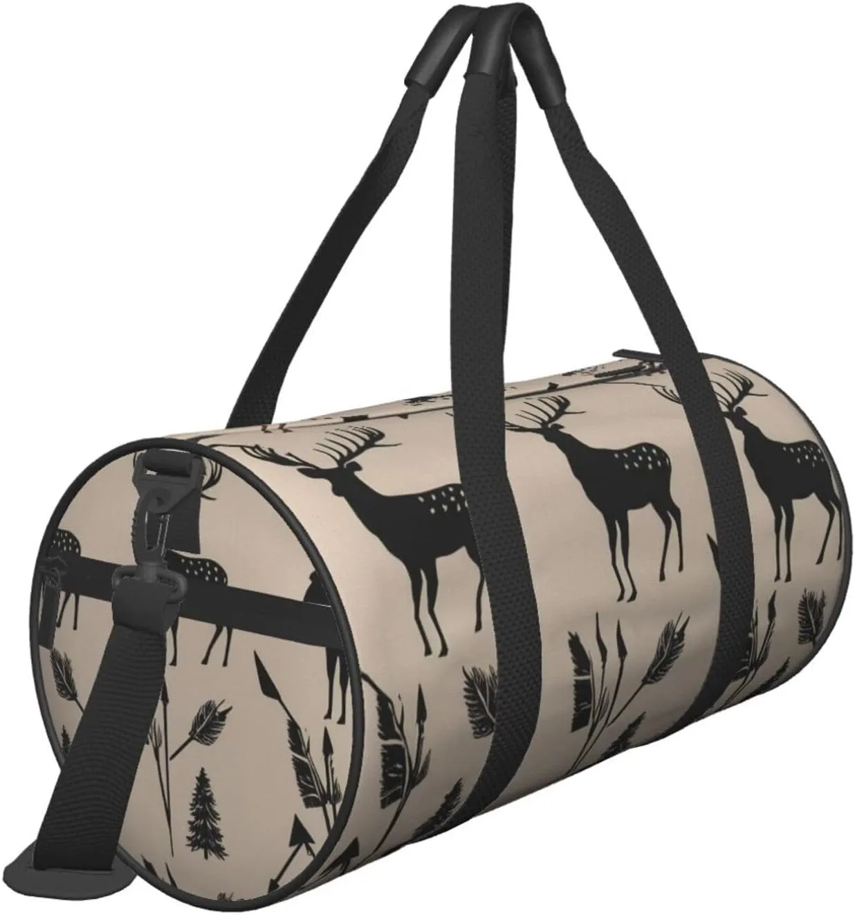 Hunting Arrows Triangles Deer Printed Travel Bag,Round Personal Item Storage bag,Foldie Duffel Bag for Traveling Vacation,Fitness,Sports