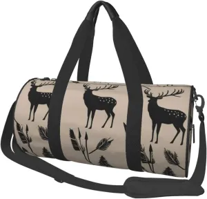 Hunting Arrows Triangles Deer Printed Travel Bag,Round Personal Item Storage bag,Foldie Duffel Bag for Traveling Vacation,Fitness,Sports