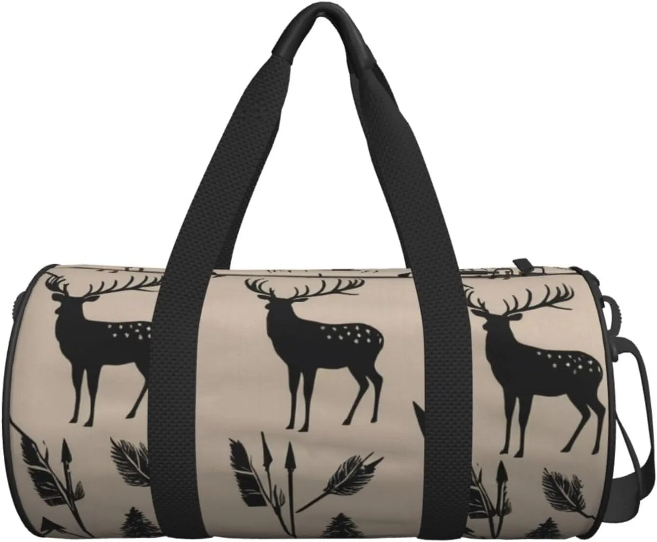 Hunting Arrows Triangles Deer Printed Travel Bag,Round Personal Item Storage bag,Foldie Duffel Bag for Traveling Vacation,Fitness,Sports