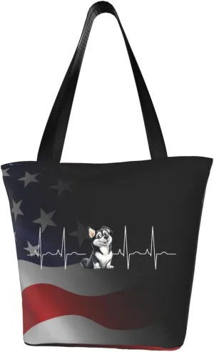 Husky Dog Heartbeat Fashion Shoulder Bag Large Capacity For Man Or Woman