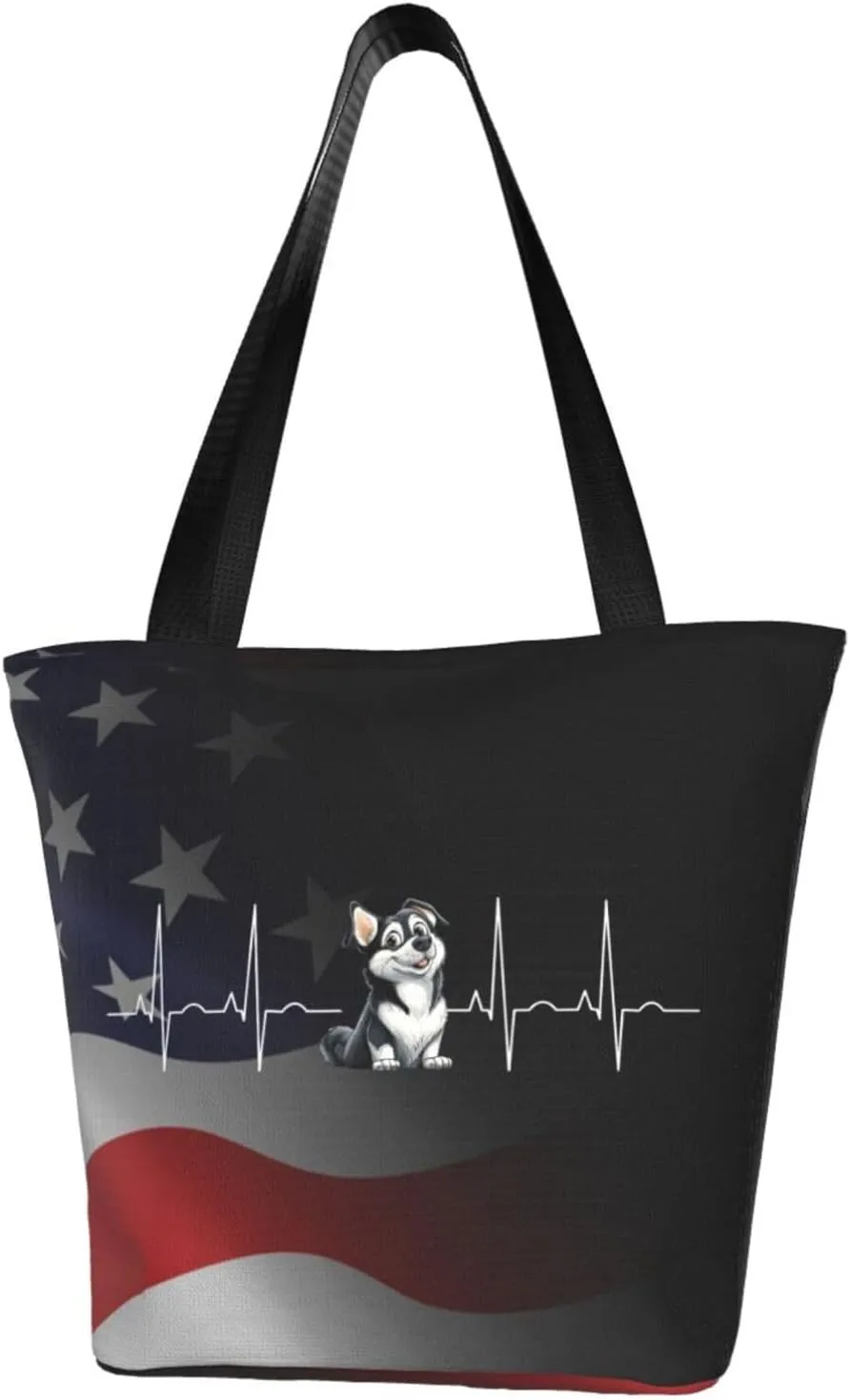 Husky Dog Heartbeat Fashion Shoulder Bag Large Capacity For Man Or Woman