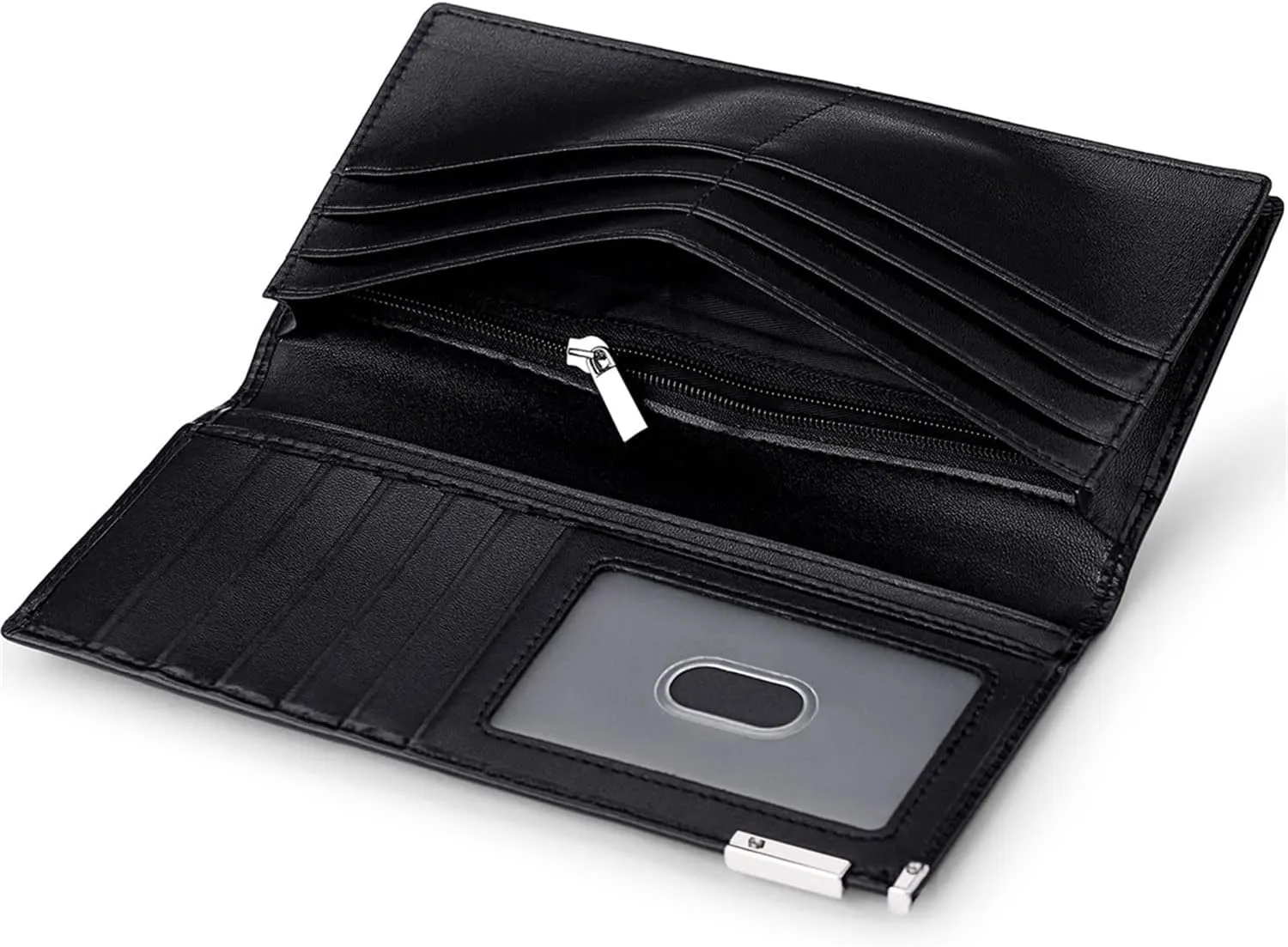Huztencor Long Wallets for Men Leather RFID Blocking Bifold Wallet with Zipper