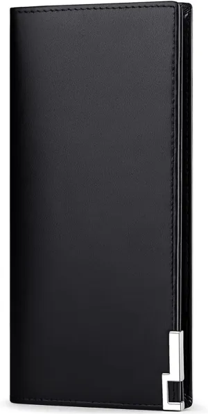 Huztencor Long Wallets for Men Leather RFID Blocking Bifold Wallet with Zipper