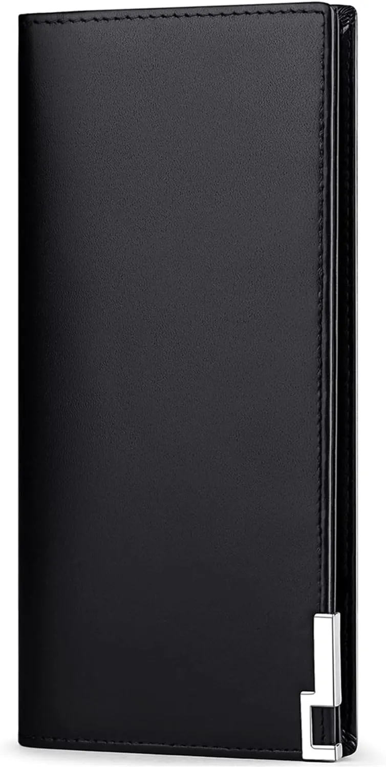 Huztencor Long Wallets for Men Leather RFID Blocking Bifold Wallet with Zipper