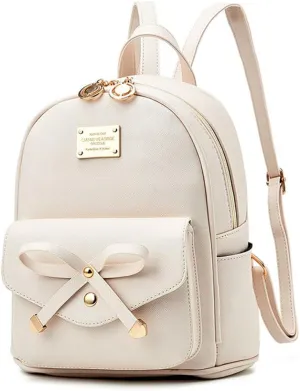 I IHAYNER Girls Bowknot Cute Leather Backpack Mini Backpack Purse for Women