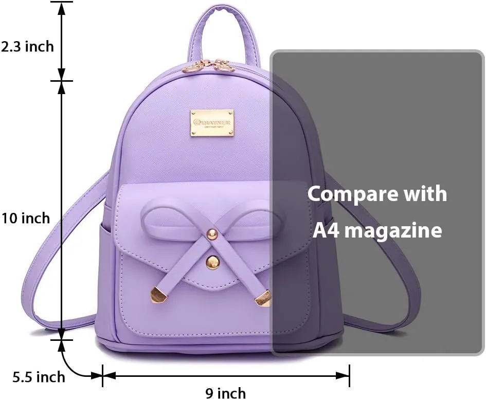 I IHAYNER Girls Bowknot Cute Leather Backpack Mini Backpack Purse for Women
