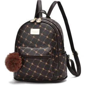 I IHAYNER Girls Fashion Backpack Purse Leather Mini Backpack Purse for Women Satchel School Bags with Pompom Travel Daypacks