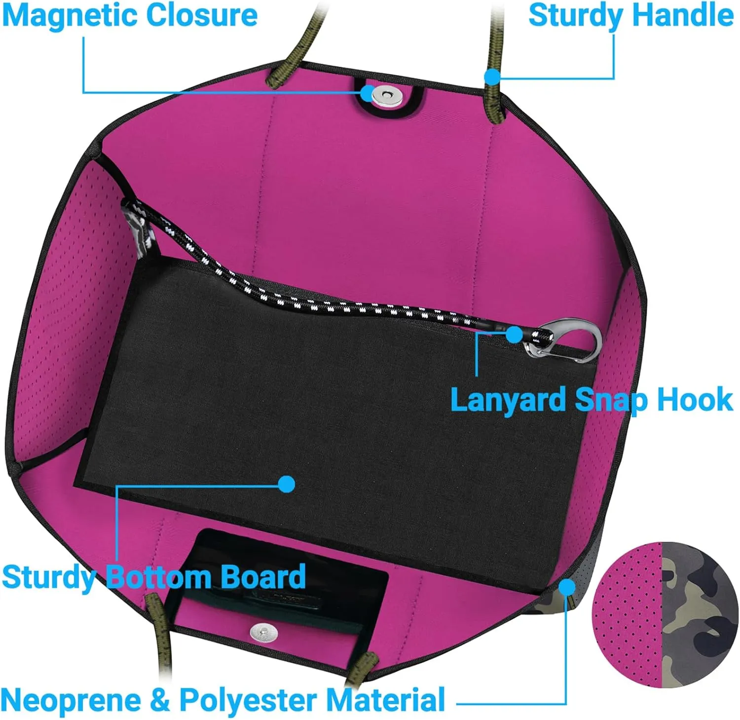 IBFUN Neoprene Bag, Large Multipurpose Beach Bag Neoprene Tote Bag with Inner Pocket for Women/Pool