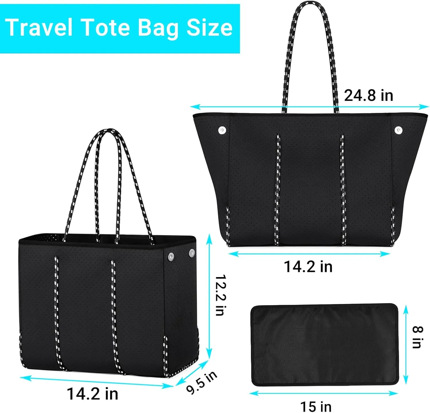 IBFUN Neoprene Bag, Large Multipurpose Beach Bag Neoprene Tote Bag with Inner Pocket for Women/Pool