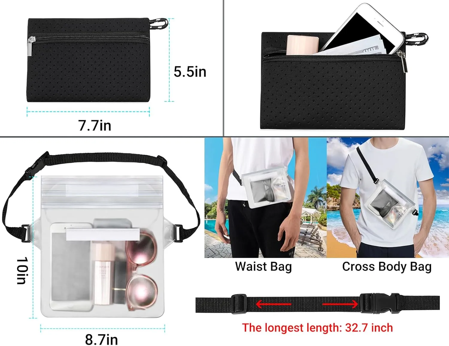 IBFUN Neoprene Bag, Large Multipurpose Beach Bag Neoprene Tote Bag with Inner Pocket for Women/Pool