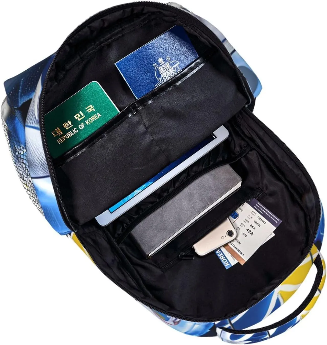 Ice Hockey Art Pattern Print Laptop Backpack Stylish Bookbag College Daypack Travel Business Work Bag For Men Women