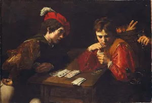 iiRTTFiRT Classic Canvas Posters Painting Wall Art the Cardsharps by Valentin De Boulogne Famous Painting for Home Decor 60x90cm
