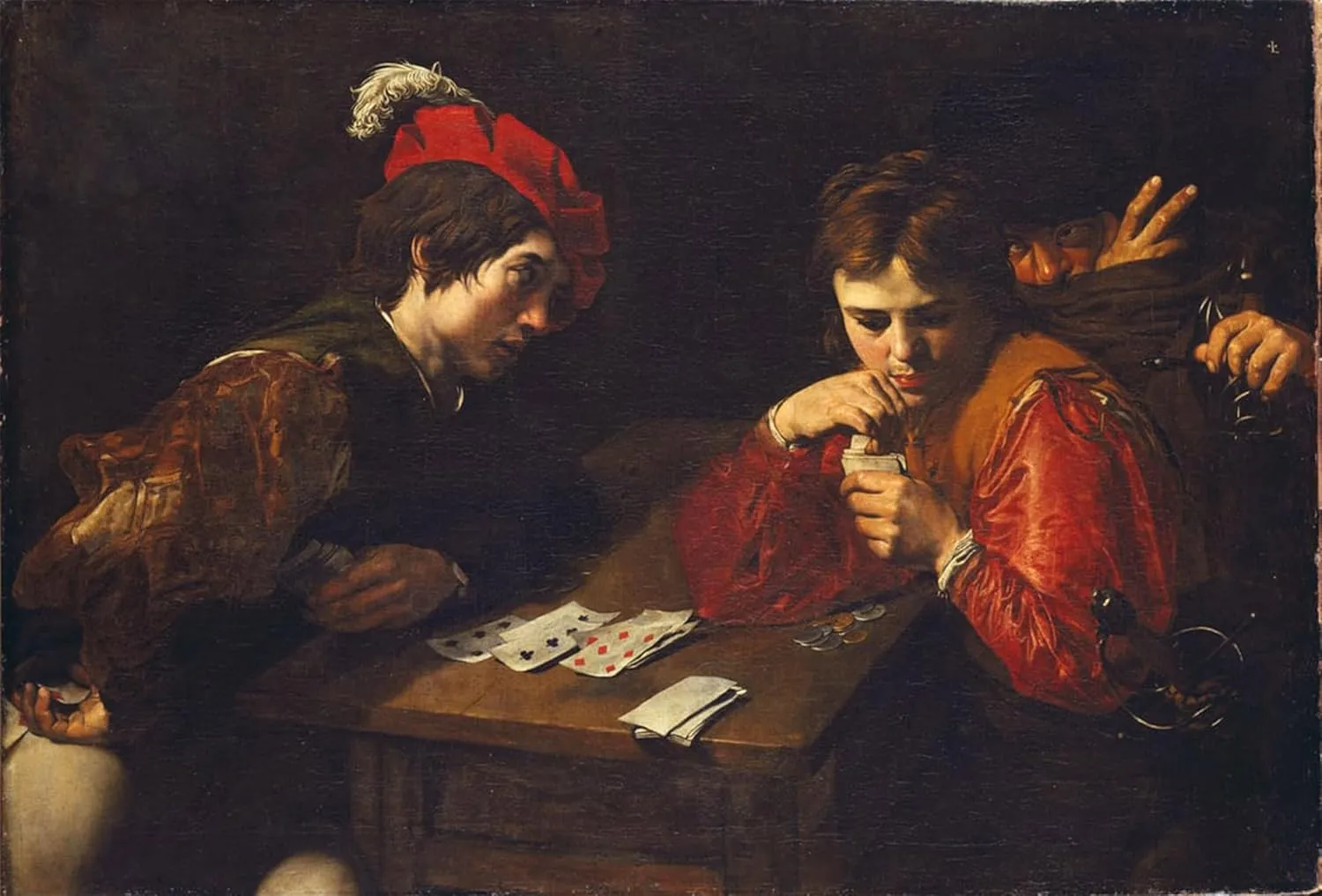 iiRTTFiRT Classic Canvas Posters Painting Wall Art the Cardsharps by Valentin De Boulogne Famous Painting for Home Decor 60x90cm