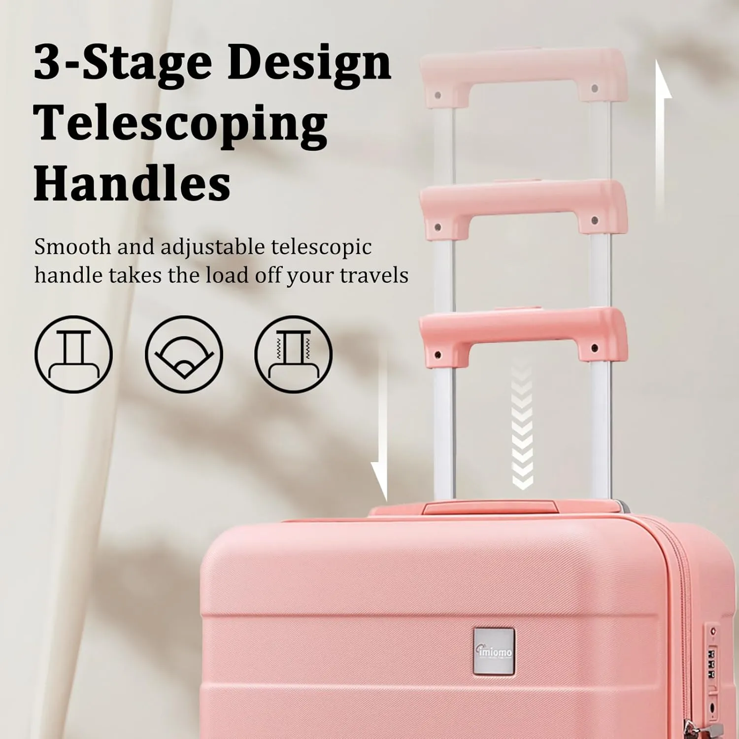 imiomo 28 IN Large Luggage, Suitcase with Spinner Wheels, Hardside 3PCS Set Lightweight Rolling Travel Luggage with TSA Lock(28"/Pink)