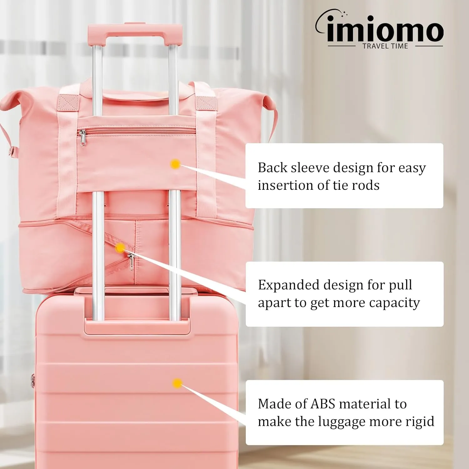 imiomo 28 IN Large Luggage, Suitcase with Spinner Wheels, Hardside 3PCS Set Lightweight Rolling Travel Luggage with TSA Lock(28"/Pink)