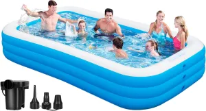 Inflatable Pool for Adults, 130"x72"x22" Extra Large Blow Up Pool with Pump, Full Size Family Swimming Pools for Backyard Garden Home Lawn Indoor Outdoor