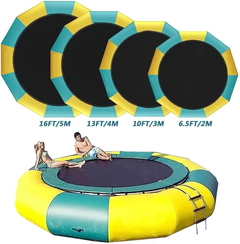 Inflatable Water Trampoline with Slide, Lake Trampoline,Tube, Jumping Pillow and Bag - Bouncing Platform for Water Park Games - Available in 6.5FT, 10FT, 13FT, 16FT Sizes