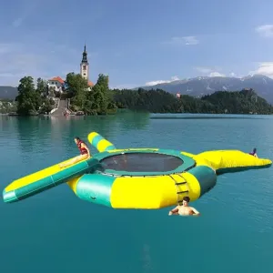Inflatable Water Trampoline with Slide, Lake Trampoline,Tube, Jumping Pillow and Bag - Bouncing Platform for Water Park Games - Available in 6.5FT, 10FT, 13FT, 16FT Sizes