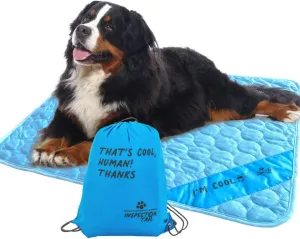 INSPECTOR TAIL Self Cooling & Traveling Mat   Free String Bag Pack/Washable & Portable Pet Soft Pad for Indoor or Outdoor/Perfect for Dog & Cats for Car Travel Kennel Sofa Bed Floor/Blue