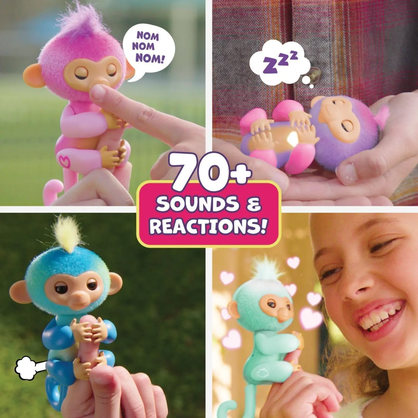 Interactive Baby Monkeys - Pack of 2 - Charli & Leo, 70  Sounds & Reactions, Heart Lights Up, Reacts to Touch (Ages 5 )