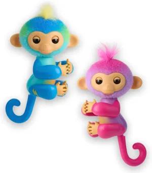 Interactive Baby Monkeys - Pack of 2 - Charli & Leo, 70  Sounds & Reactions, Heart Lights Up, Reacts to Touch (Ages 5 )