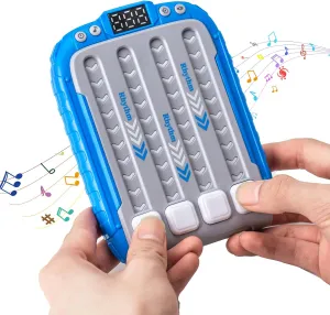 Interactive Rhythm Game Machine for Kids, Handheld Music & Light Puzzle Toy, Quick Push Pop Game for Children Aged 3-9 (Blue)