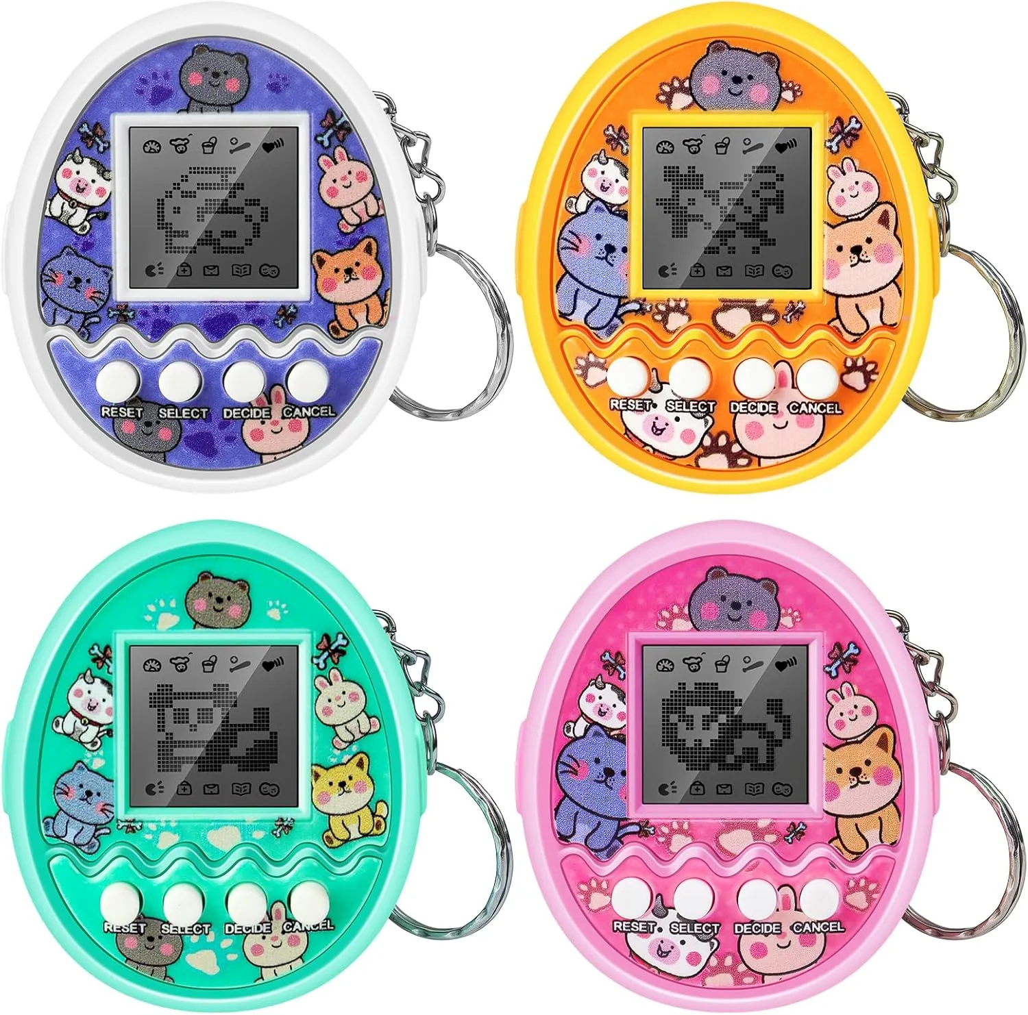 Interactive Toy Digital Pet - Virtual Electronic Pets Video Game Party Favors for Kids Video Game Keychain Video Game Party Supplies