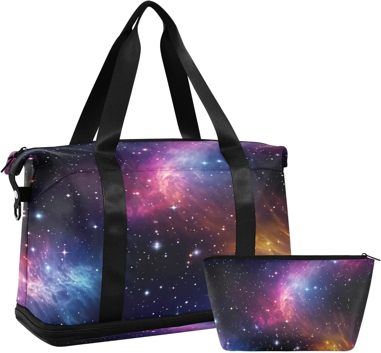 Interstellar Universe Sports Gym Bag with Waterproof Dry Wet Pocket, Travel Duffel Bag for Women Men，Workout Bag Fits Yoga, Swimming
