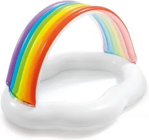 Intex 57141EP Round Inflatable Rainbow Cloud Outdoor Baby Pool for Ages 1-3 Years Old