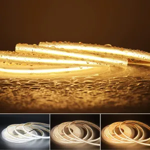 IP68 Waterproof COB LED Strip,16.4FT 12V 6000K LED Tape Light CRI>90 480LEDs/m for Outdoor Bathroom Swimming Pool Decoration (Without Power Supply)