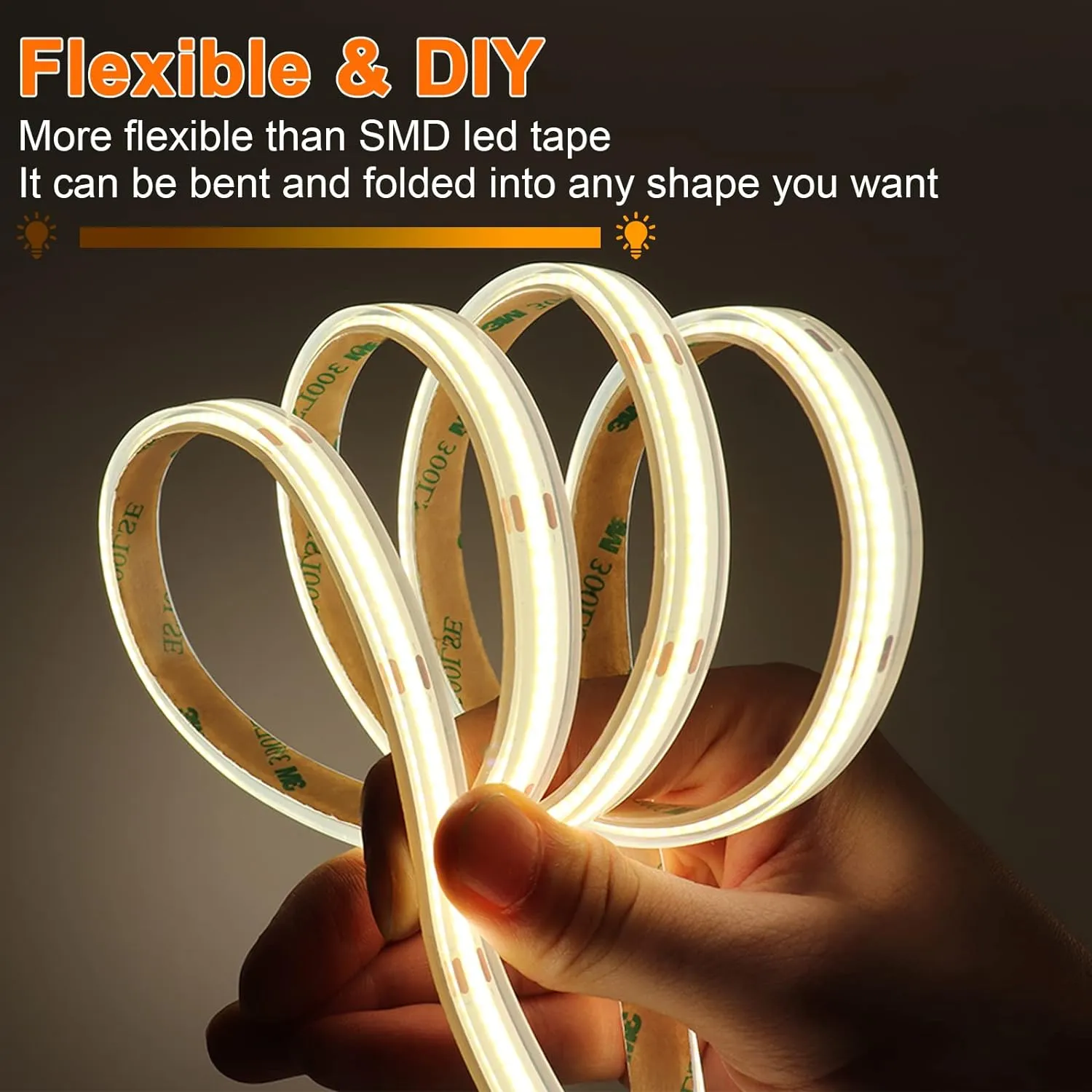 IP68 Waterproof COB LED Strip,16.4FT 12V 6000K LED Tape Light CRI>90 480LEDs/m for Outdoor Bathroom Swimming Pool Decoration (Without Power Supply)