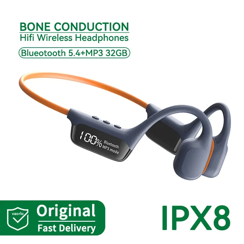 #IPX8 Waterproof Bone Conduction Wireless Headphone Bluetooth 5.4 32GB RAM MP3 Player HIFI Music Sport Swimming Headset With Mic