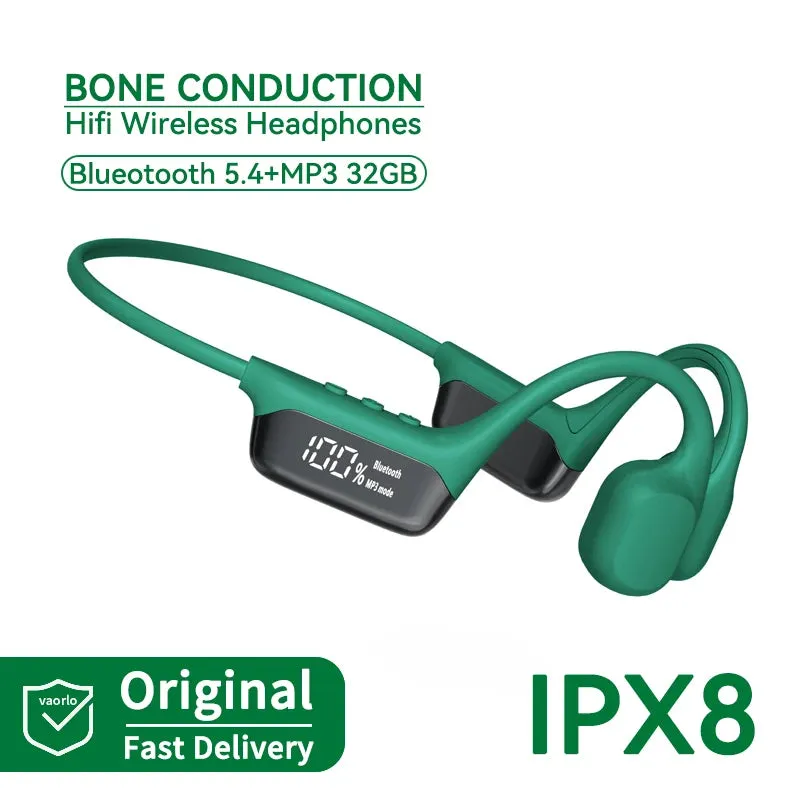 #IPX8 Waterproof Bone Conduction Wireless Headphone Bluetooth 5.4 32GB RAM MP3 Player HIFI Music Sport Swimming Headset With Mic