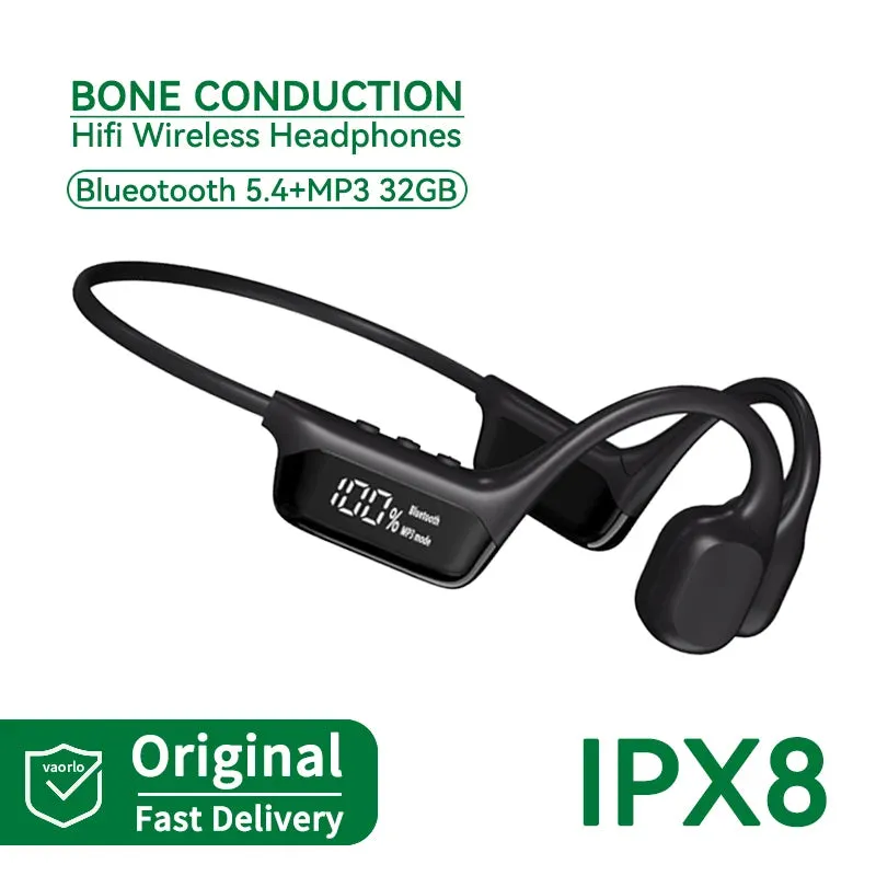 #IPX8 Waterproof Bone Conduction Wireless Headphone Bluetooth 5.4 32GB RAM MP3 Player HIFI Music Sport Swimming Headset With Mic