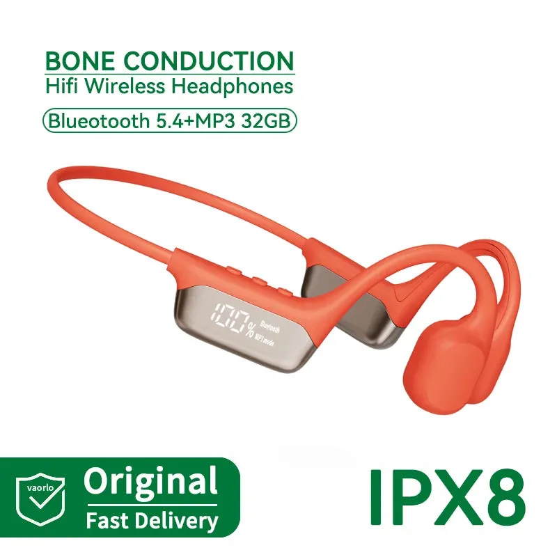 #IPX8 Waterproof Bone Conduction Wireless Headphone Bluetooth 5.4 32GB RAM MP3 Player HIFI Music Sport Swimming Headset With Mic