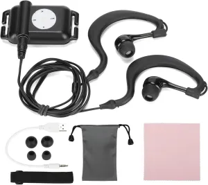 IPX8 Waterproof MP3 Player with Headphone, Sport Swim Music Player 8-10 Hours MP3/WMA Music Playback, 4GB Music Player with USB Cable, Bag for Swimming, Surfing, Running