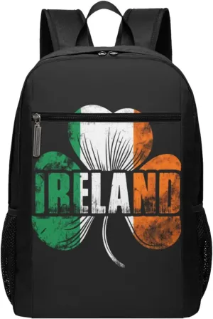 Ireland Shamrock Flag Casual Backpacks Sports Backpack Large Capacity Travel Rucksack Laptop Daypack with Multi-Pockets Adjustable Strap Work Bag for Hiking