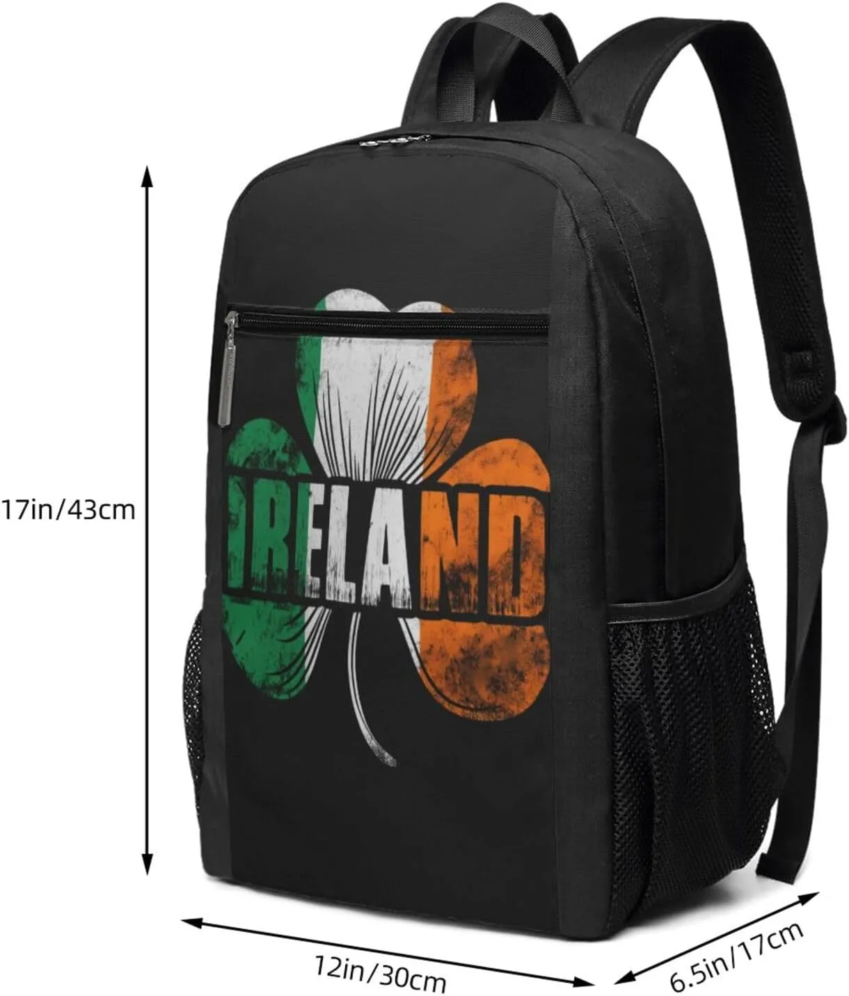 Ireland Shamrock Flag Casual Backpacks Sports Backpack Large Capacity Travel Rucksack Laptop Daypack with Multi-Pockets Adjustable Strap Work Bag for Hiking
