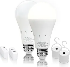 JackonLux Rechargeable Emergency LED Bulb Multi-Function Battery Backup Light for Power Outage Camping Outdoor Activity Hurricane 9W 800LM 60W Equivalent Daylight 5000K E26 120 Volt 2 Pack
