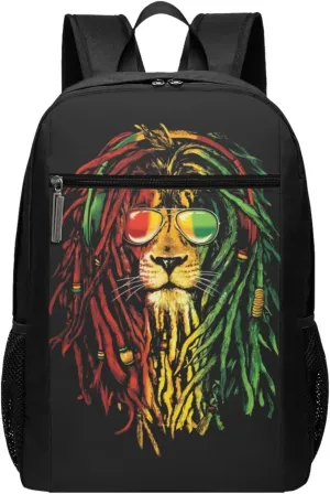 Jamaican Rasta Lion Flag Casual Backpacks Sports Backpack Large Capacity Travel Rucksack Laptop Daypack with Multi-Pockets Adjustable Strap Work Bag for Hiking