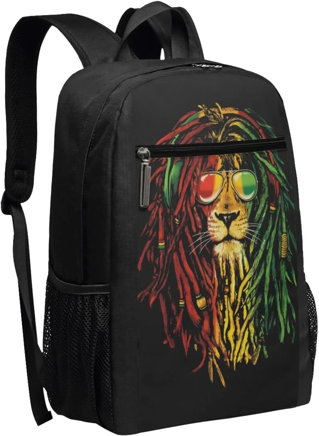 Jamaican Rasta Lion Flag Casual Backpacks Sports Backpack Large Capacity Travel Rucksack Laptop Daypack with Multi-Pockets Adjustable Strap Work Bag for Hiking