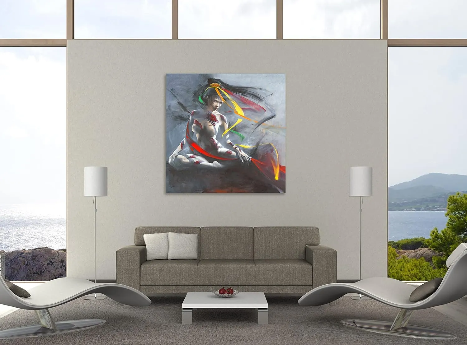 Jaxson Rea "Geisha I Gallery Wrapped Canvas by Cédric Cazal, 36" x 36"