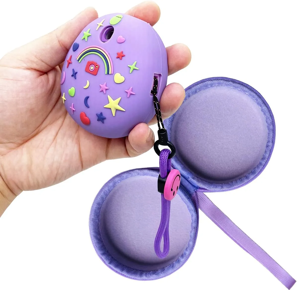 JCHPINE Hard Carrying Case and Silicone Cover Compatible with Tamagotchi Pix Interactive Virtual Pet Game Machine, Screen Film Protector for Tamagotchi Pix Accessories (Purple)