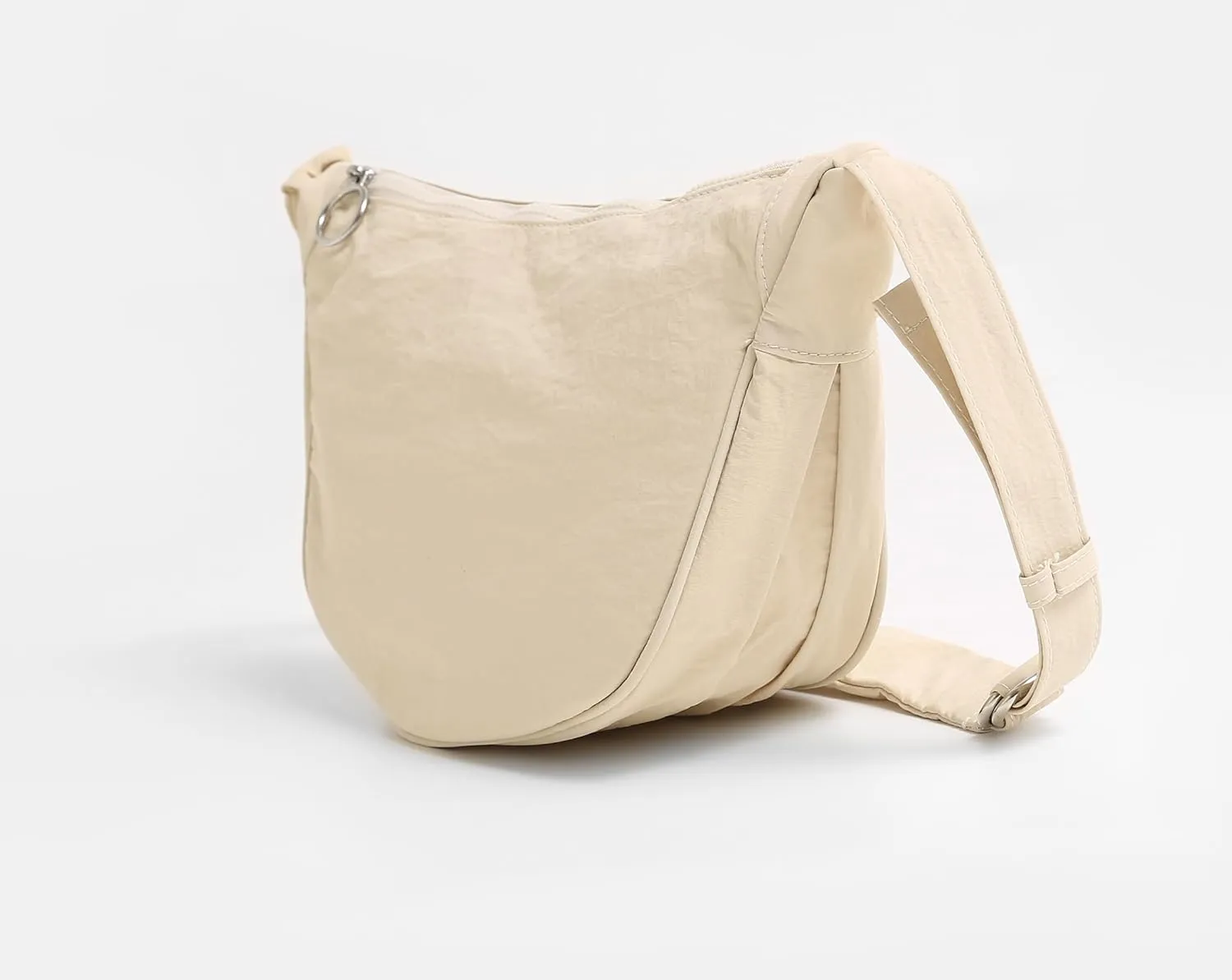 Jeelow Small Canvas Crescent Tote Handbag Mini Crossbody Cellphone Sling Bag Purses With Adjustable Strap & Zipper
